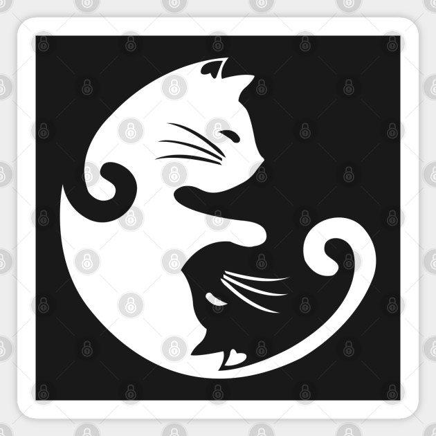Yin Yang Cats Cute Cats Sticker Teepublic