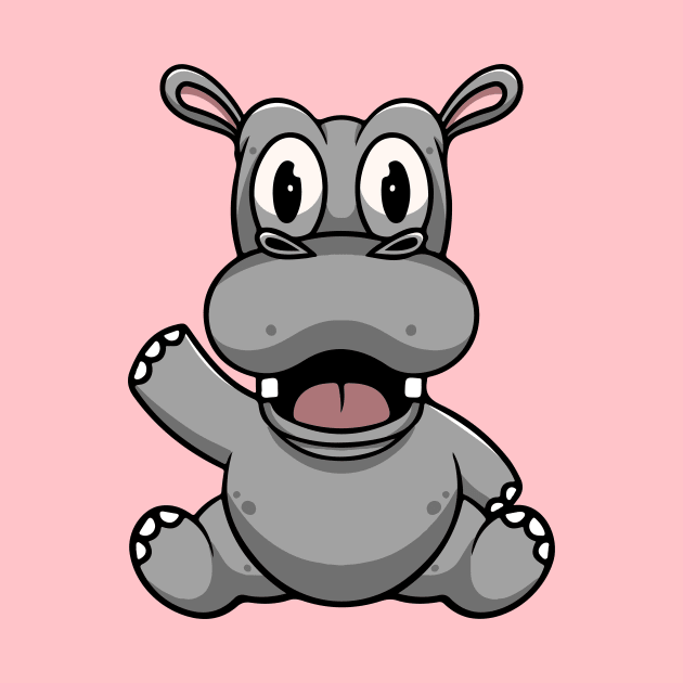 Cute Hippo Smiling by Cubbone