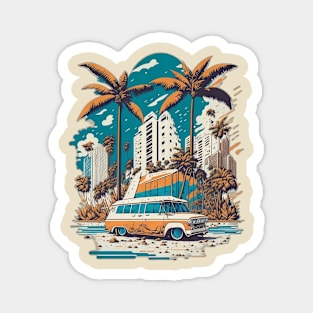 Retro Beach City Magnet