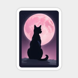Pink moon cat Magnet