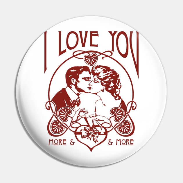 Kisses and Gift I Love You More and More Pin by ROSHARTWORK