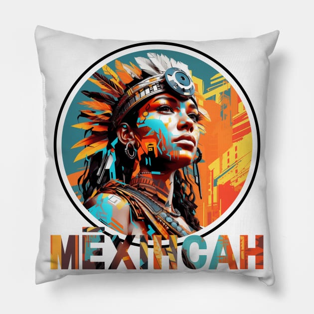 Urban Nahuatl Essence - Mēxihcah Pride High Contrast Streetwear Pillow by JT Digital