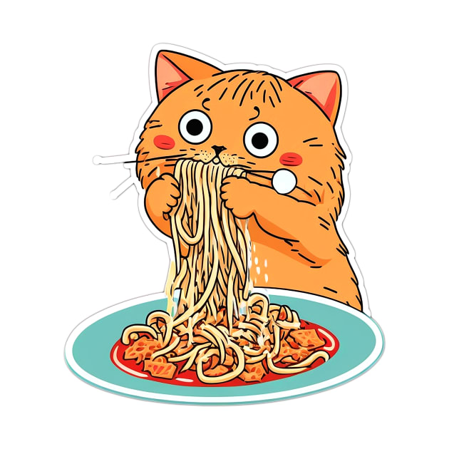 Cat eating spaghetti meme Cat Eating Ramen TShirt TeePublic