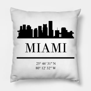 MIAMI FLORIDA BLACK SILHOUETTE SKYLINE ART Pillow