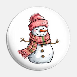 Cute Snowman Pink Christmas 2023 Pin