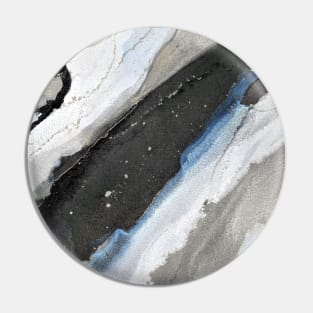 Black Gold Blue and White Abstract Art Pin