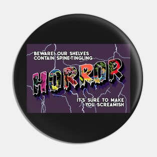 Library Genre Postcard - Horror Pin