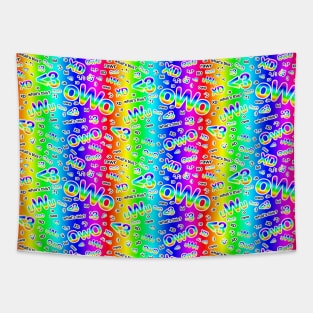 Emoji Rainbow on Rainbow Background Pattern Tapestry