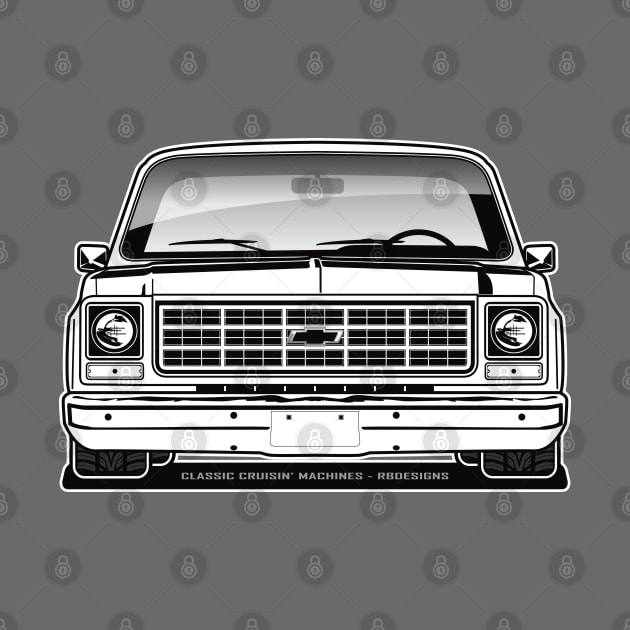 1979 Squarebody Chevrolet C10 Blazer Suburban T-Shirt BW by RBDesigns