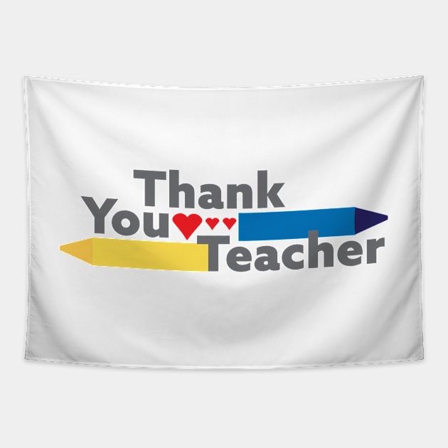 Thank you teacher - Crayons and Hearts Tapestry by sigdesign