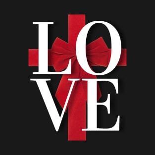 Stunning illustration of "LOVE" & beautiful wrapped red bow - White Label T-Shirt