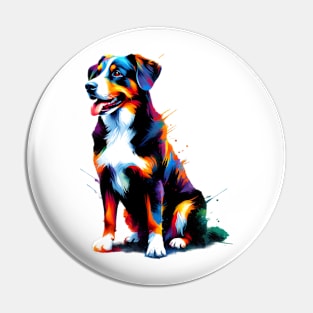 Expressive Appenzeller Sennenhund in Vivid Splash Art Style Pin