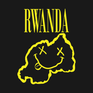 Vibrant Rwanda Africa x Eyes Happy Face: Unleash Your 90s Grunge Spirit! Smiling Squiggly Mouth Dazed Smiley Face T-Shirt