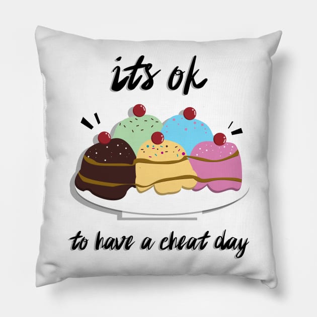 It's ok to have a cheat day Ice Cream cartoon Pillow by FOGSJ