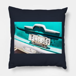 Cuban Green Car, Havana, Cuba Pillow