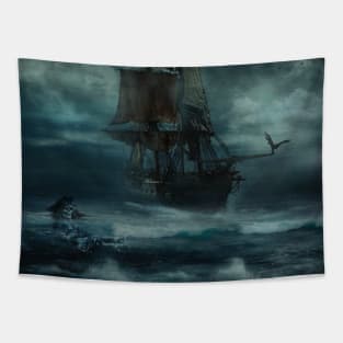 Ghost Ship Watercolor Tapestry