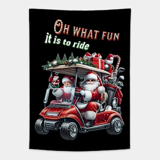 Christmas Santa Golf Cart Tapestry