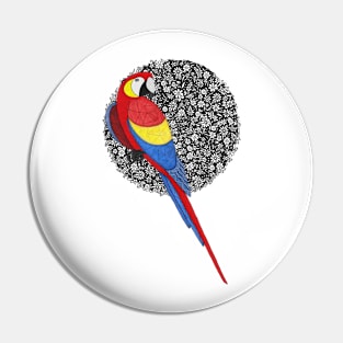 Floral parrot Pin