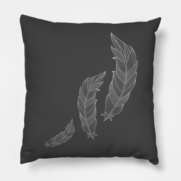 Feathers - Light Grey Pillow by theMeticulousWhim