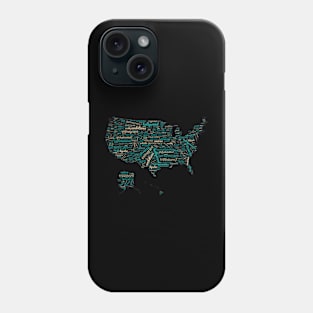 Maps of united states of America in words Phone Case