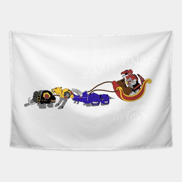 Power Rangers - Santa Zords is coming to town Tapestry by SimplePeteDoodles