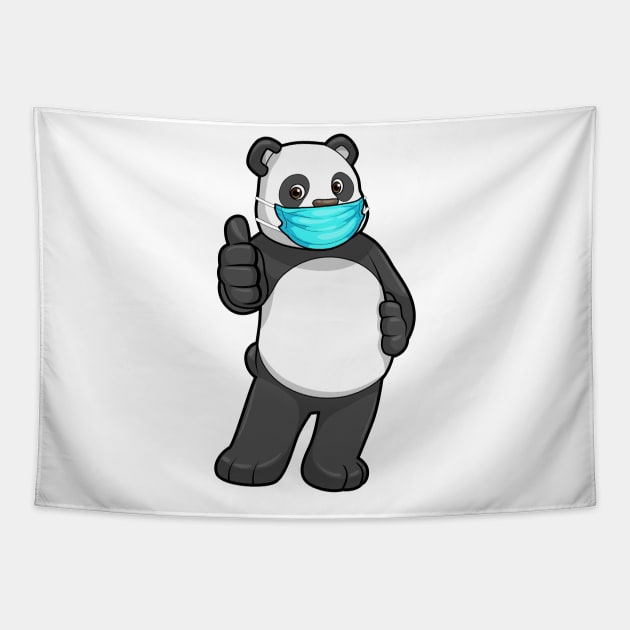 Panda with Face mask Tapestry by Markus Schnabel