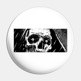 Crying Skull Black and White Art Pin