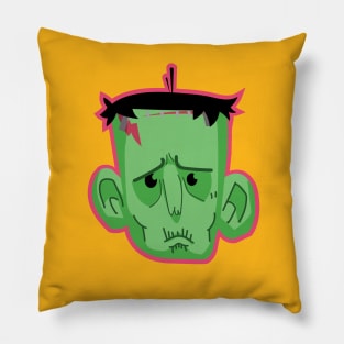 Sad Frankie (Pink Outline) Pillow