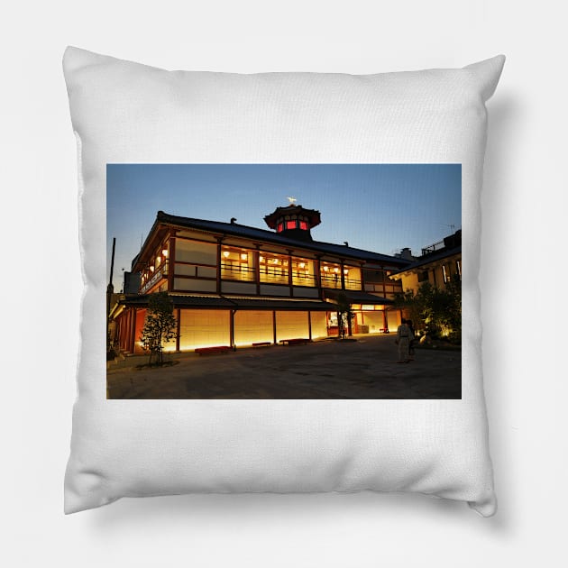 Dogo Onsen in Matsuyama, Japan Pillow by Offiinhoki