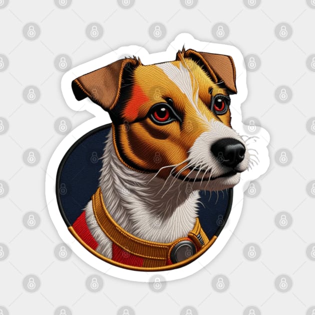 Super Jack Russell Embroidered Patch Magnet by Xie