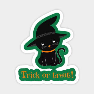 Halloween Trick Or Treat Black Cat Magnet