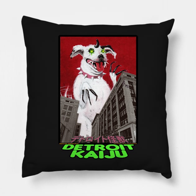 Dorasaurus Says Don't Get Me Started! - Pete Coe's Detroit Kaiju series Pillow by DetroitKaiju