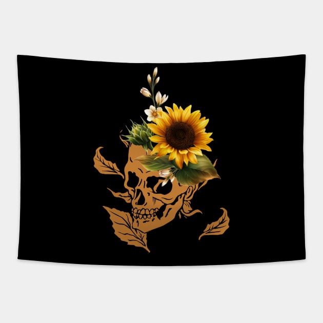 Skull With Sunflower Costume Gift Tapestry by Pretr=ty