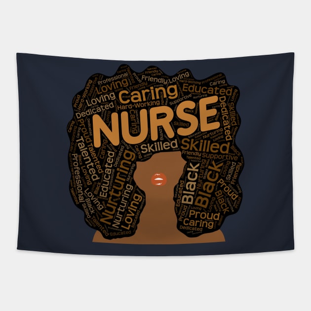 Black Nurse Words in Afro Tapestry by blackartmattersshop