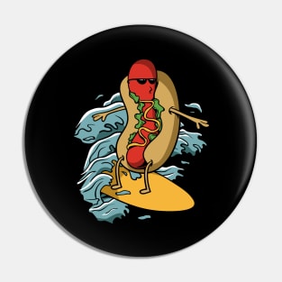 Hot dog surfer Pin