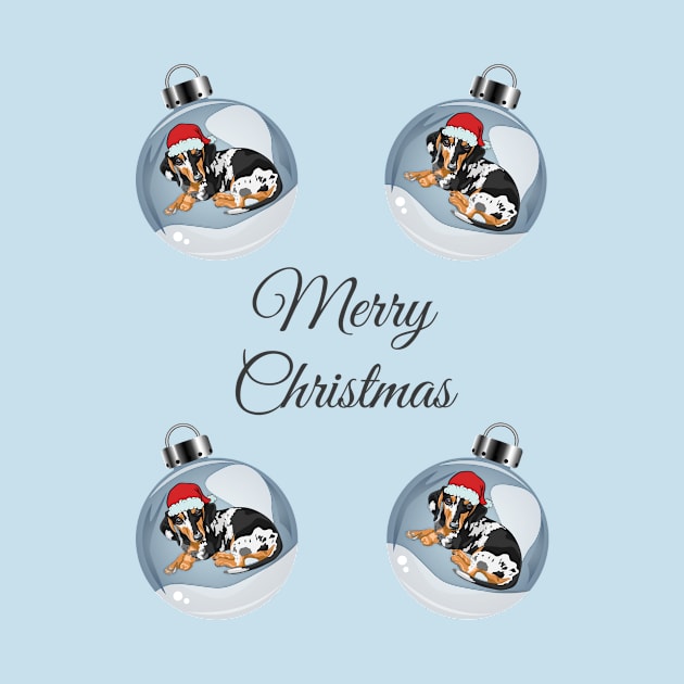 Merry Christmas with Santa Dachshund Dog in Glass Bauble by Seasonal Dogs
