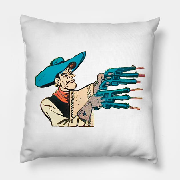 Cowboy shooting with revolver several times Pillow by Marccelus