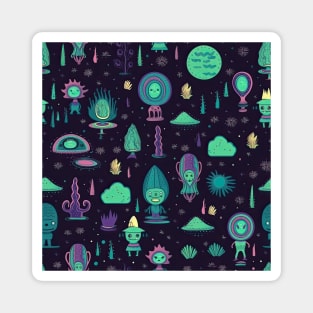 Veggie Aliens In The Midwest Universe Pattern Magnet