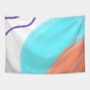 Orange blue watercolor abstract art design Tapestry