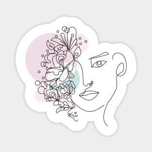 abstract lady, line art woman Magnet