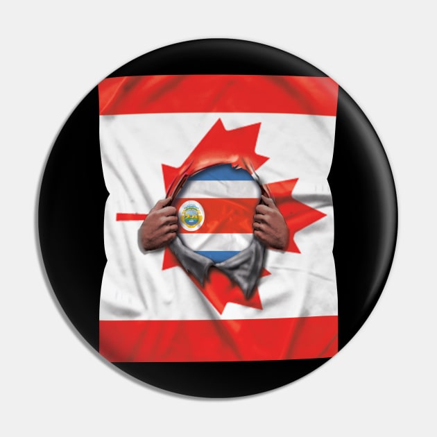 Costa Rica Flag Canadian Flag Ripped - Gift for Costa Rican From Costa Rica Pin by Country Flags