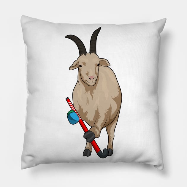 Goat Hockey Hockey stick Pillow by Markus Schnabel