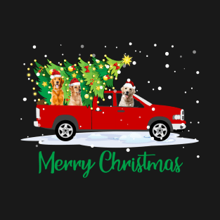 Nova Scotia Duck Tolling Retriever Rides Red Truck Christmas Dog Lovers T-Shirt