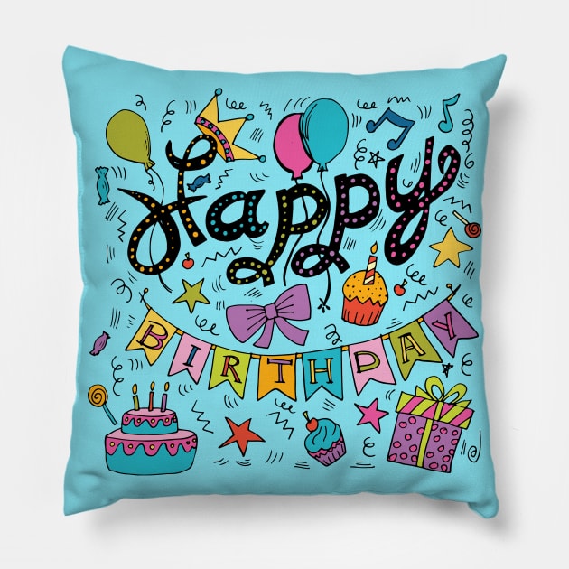 Happy Birthday Pillow by SWON Design