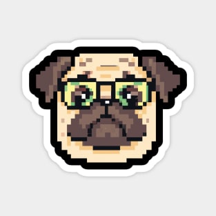 Mops Hipster Pixel Art Dog Lover Retro Magnet