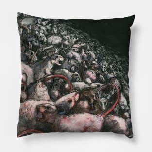 scary rat avalanche - pastel painting Pillow