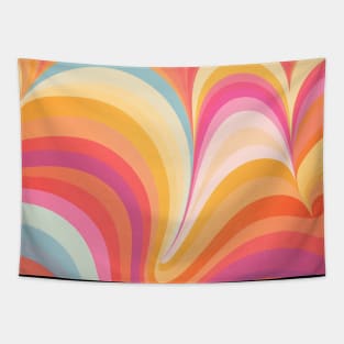 Wavy Retro 70s Pink and Orange Tapestry