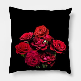 Bouquet of Red Roses Flowers Pillow