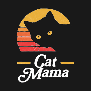 Cat Mama Vintage Eighties Style Cat Retro Distressed T-Shirt