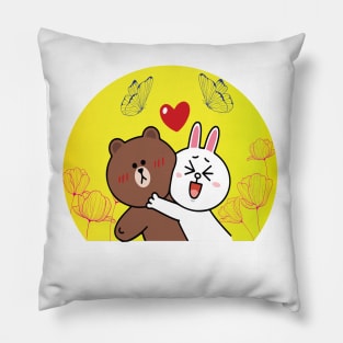 brown bear and cony Pillow